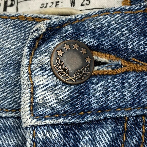 Free People low rise distressed flared a-line cut denim short shorts size 25 - Picture 13 of 16